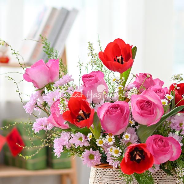 Giỏ Hoa Sắc Xuân Rộn Ràng 027