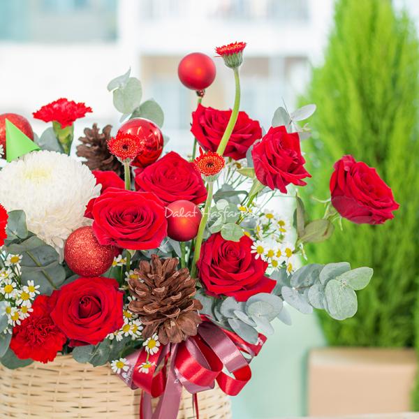 Giỏ Hoa Giáng Sinh Lấp Lánh 540