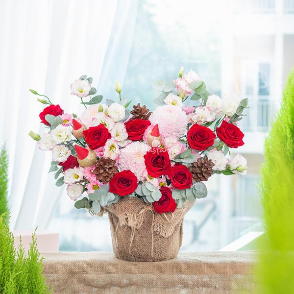 Giỏ Hoa Giáng Sinh Lấp Lánh 539