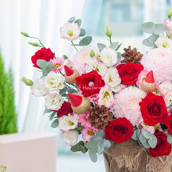 Giỏ Hoa Giáng Sinh Lấp Lánh 539