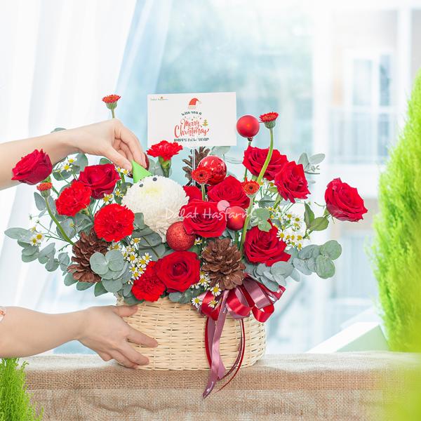 Giỏ Hoa Giáng Sinh Lấp Lánh 540