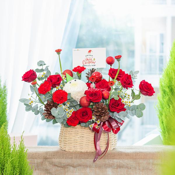 Giỏ Hoa Giáng Sinh Lấp Lánh 540